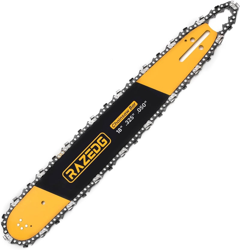 RazEdg 18 Inch Chainsaw Bar and Carbide Chain Combo, .325" Pitch, 050" Gauge, 72 Drive Links Fits Husqvarna 435, 440, 545, 345, 350, 51, 55 RANCHER, and 550XP (1 bar + 1 carbide chain) - Image 1